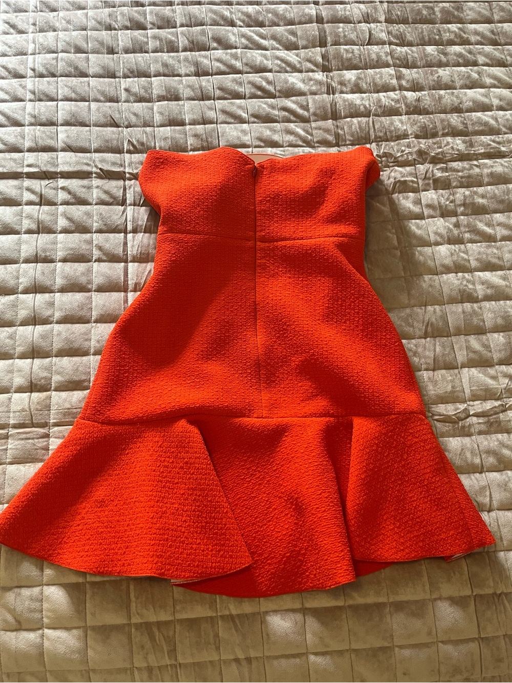 Sandro Strapless Ruffled Peplum Dress in Vibrant Orange - Picture 3 of 5